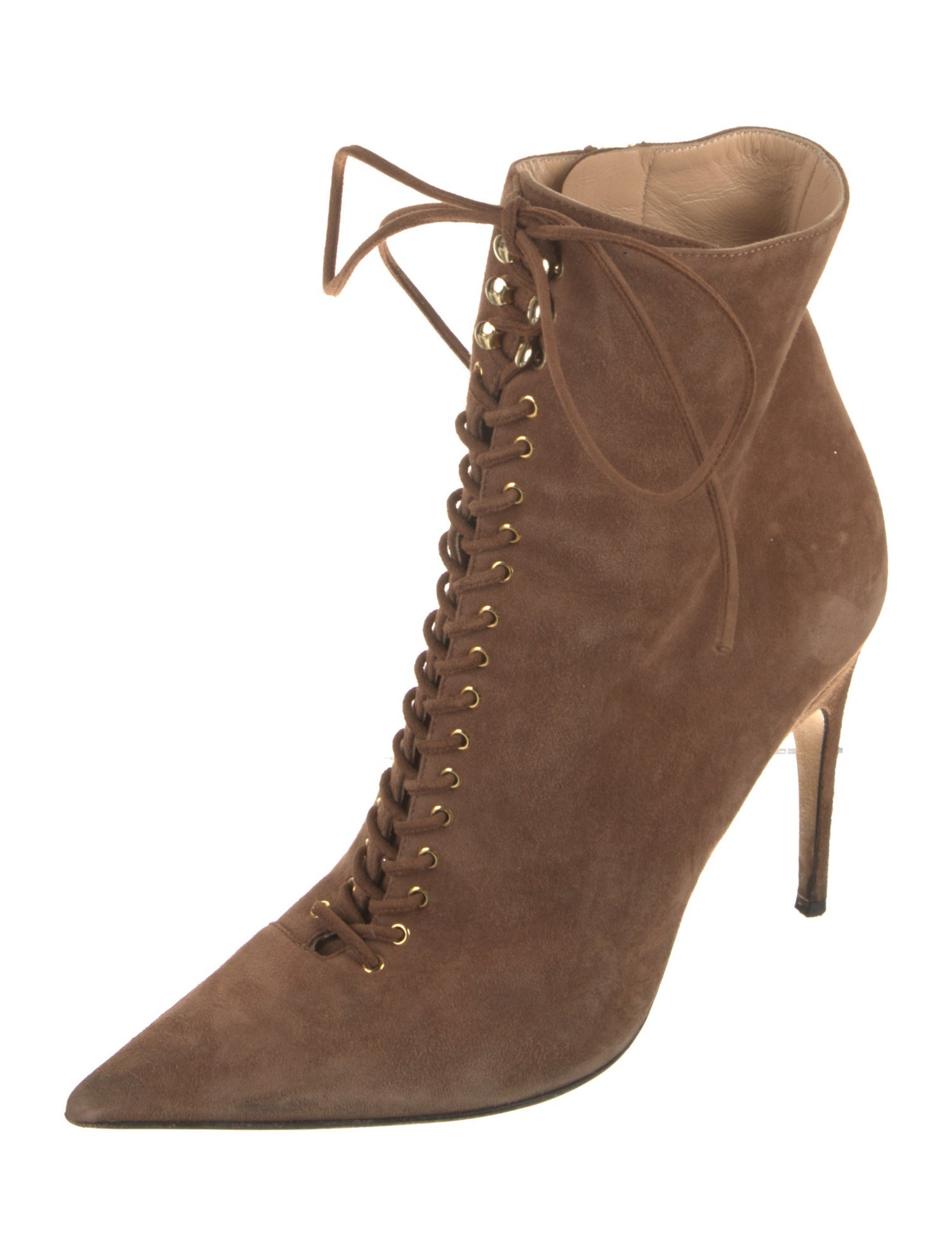 Sergio Rossi Suede Distressed Accents Lace-Up Boots