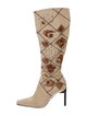 Sergio Rossi Felt Crystal Embellishments Boots