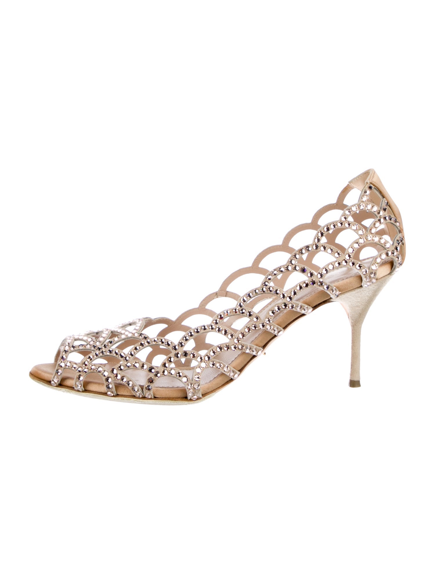 Sergio Rossi Suede Crystal Embellishments Pumps