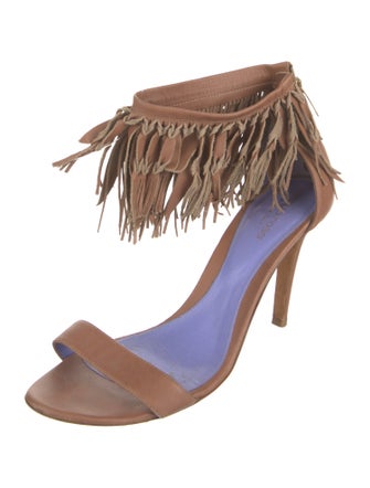 Sergio Rossi Leather Colorblock Pattern Sandals