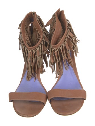 Sergio Rossi Leather Colorblock Pattern Sandals