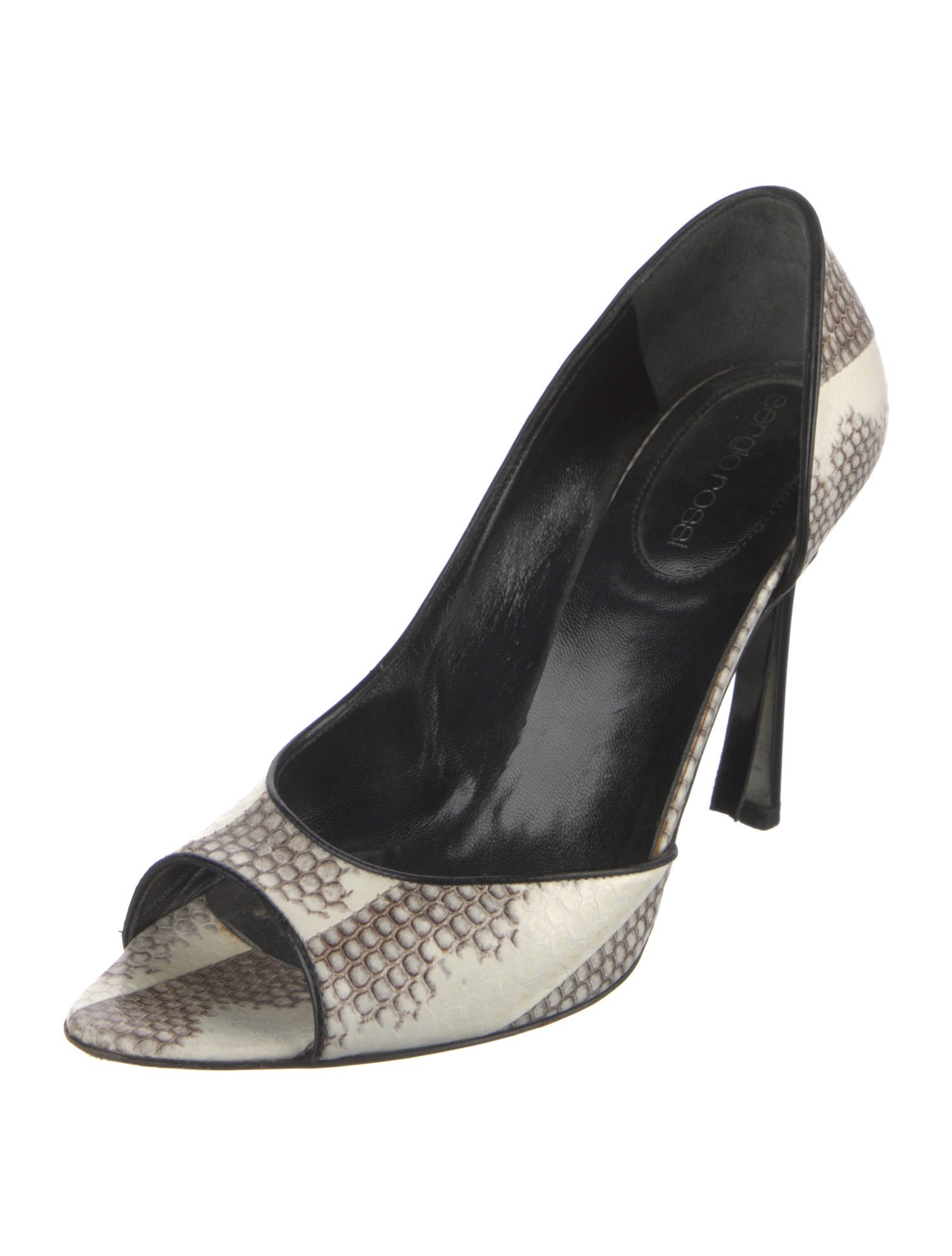 Sergio Rossi Leather Animal Print Slingback Sandals