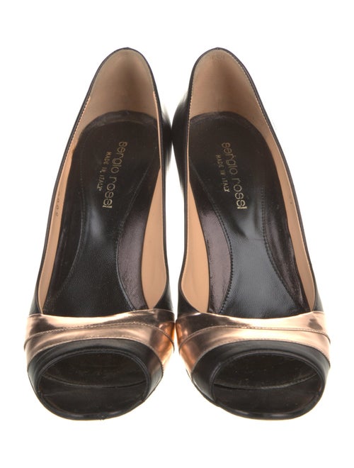 Sergio Rossi Leather Colorblock Pattern Pumps