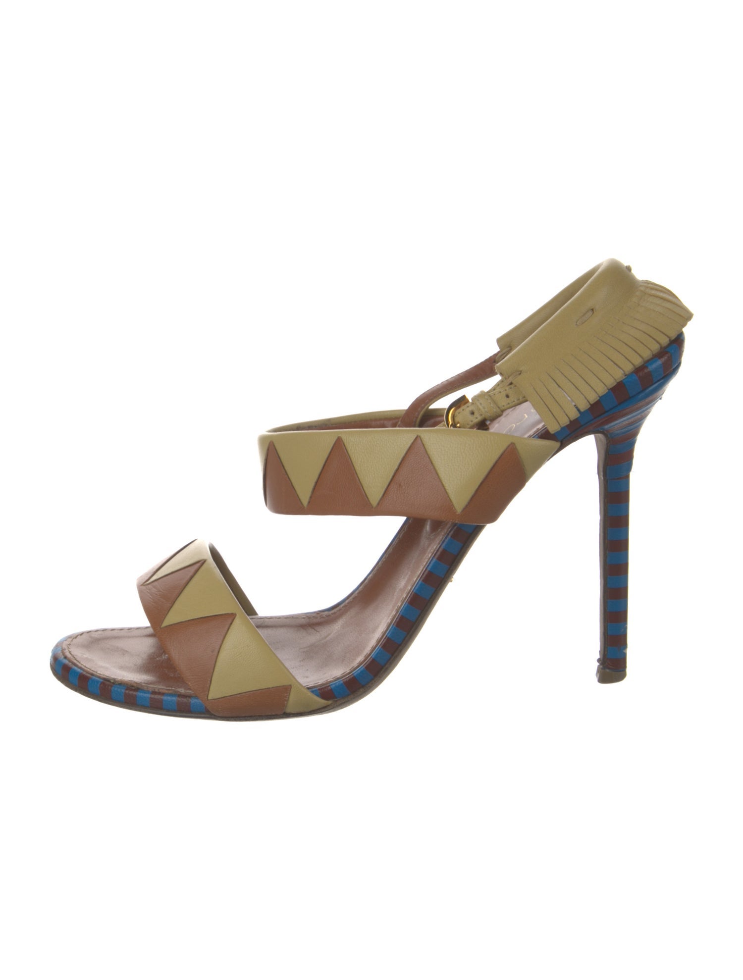 Sergio Rossi Leather Printed Slingback Sandals