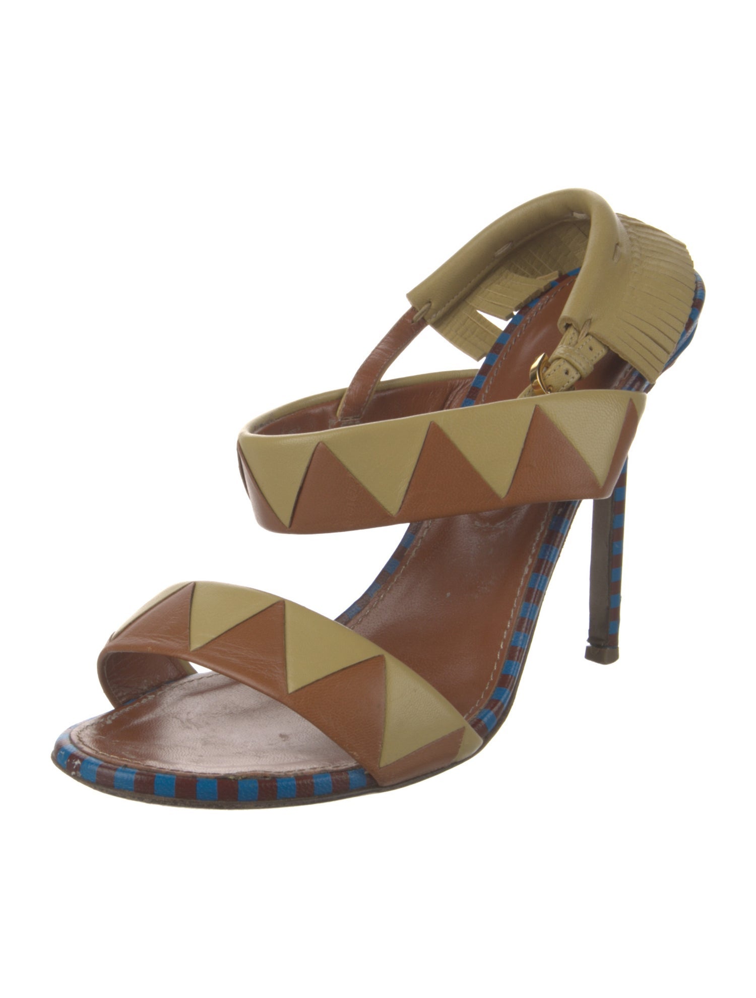 Sergio Rossi Leather Printed Slingback Sandals