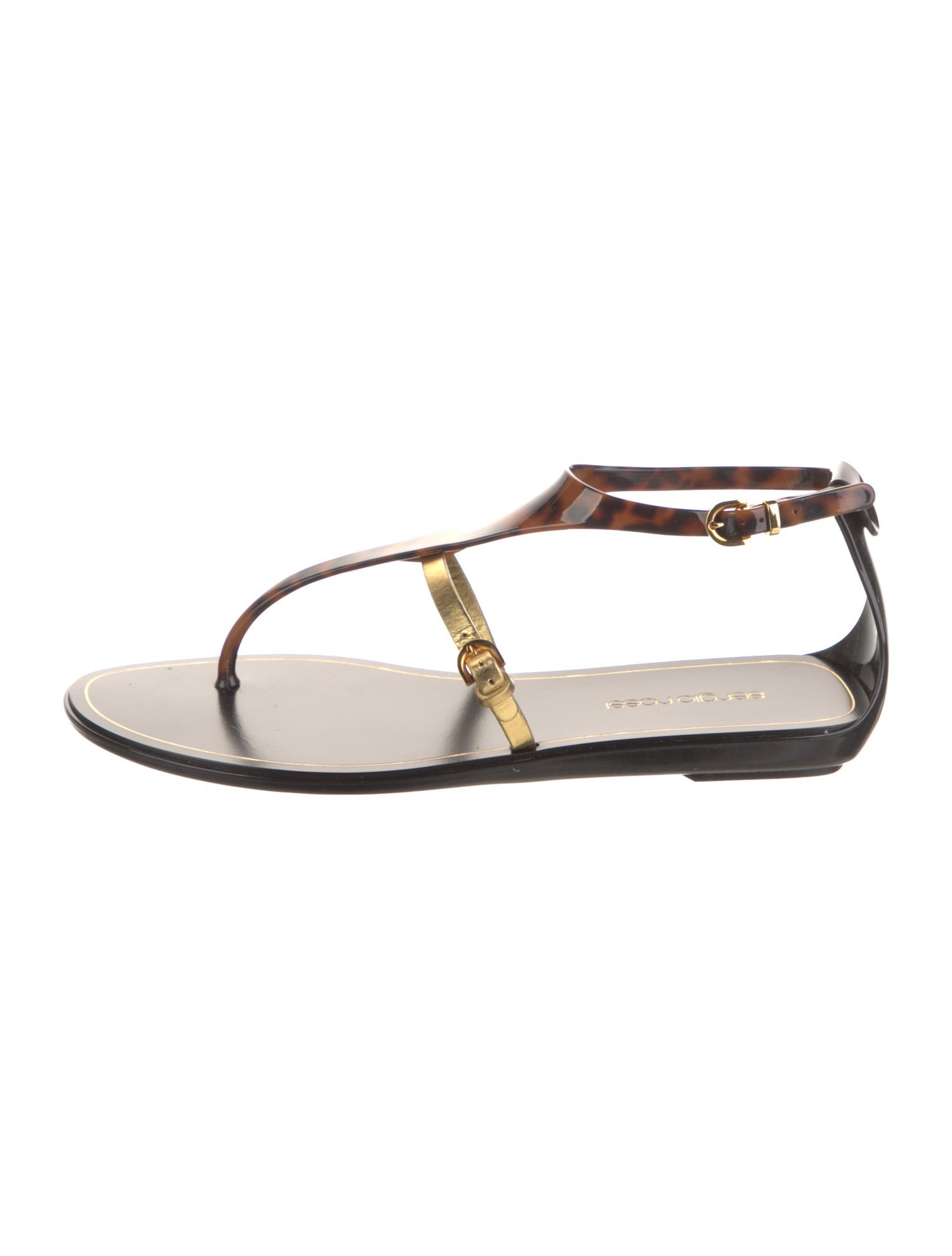 Sergio Rossi Rubber T-Strap Sandals