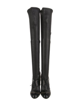 Sergio Rossi Leather Studded Accents Sock Boots