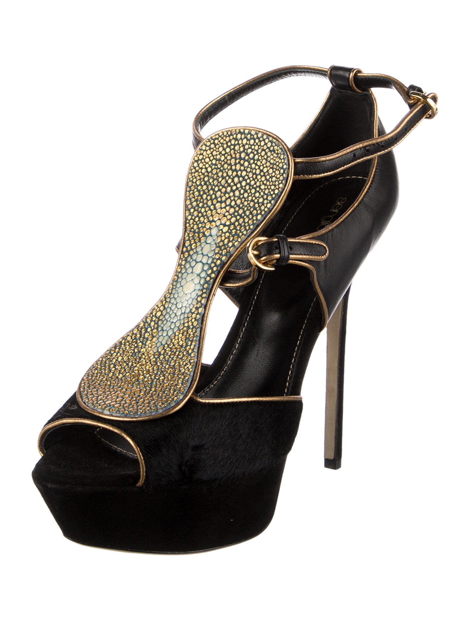 Sergio Rossi Ponyhair T-Strap Pumps