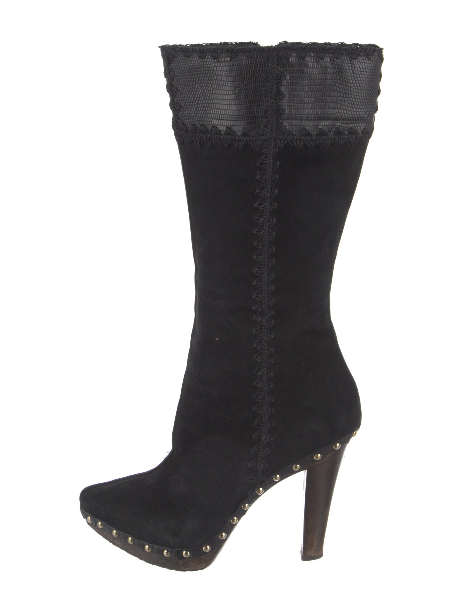 Sergio Rossi Suede Studded Accents Boots