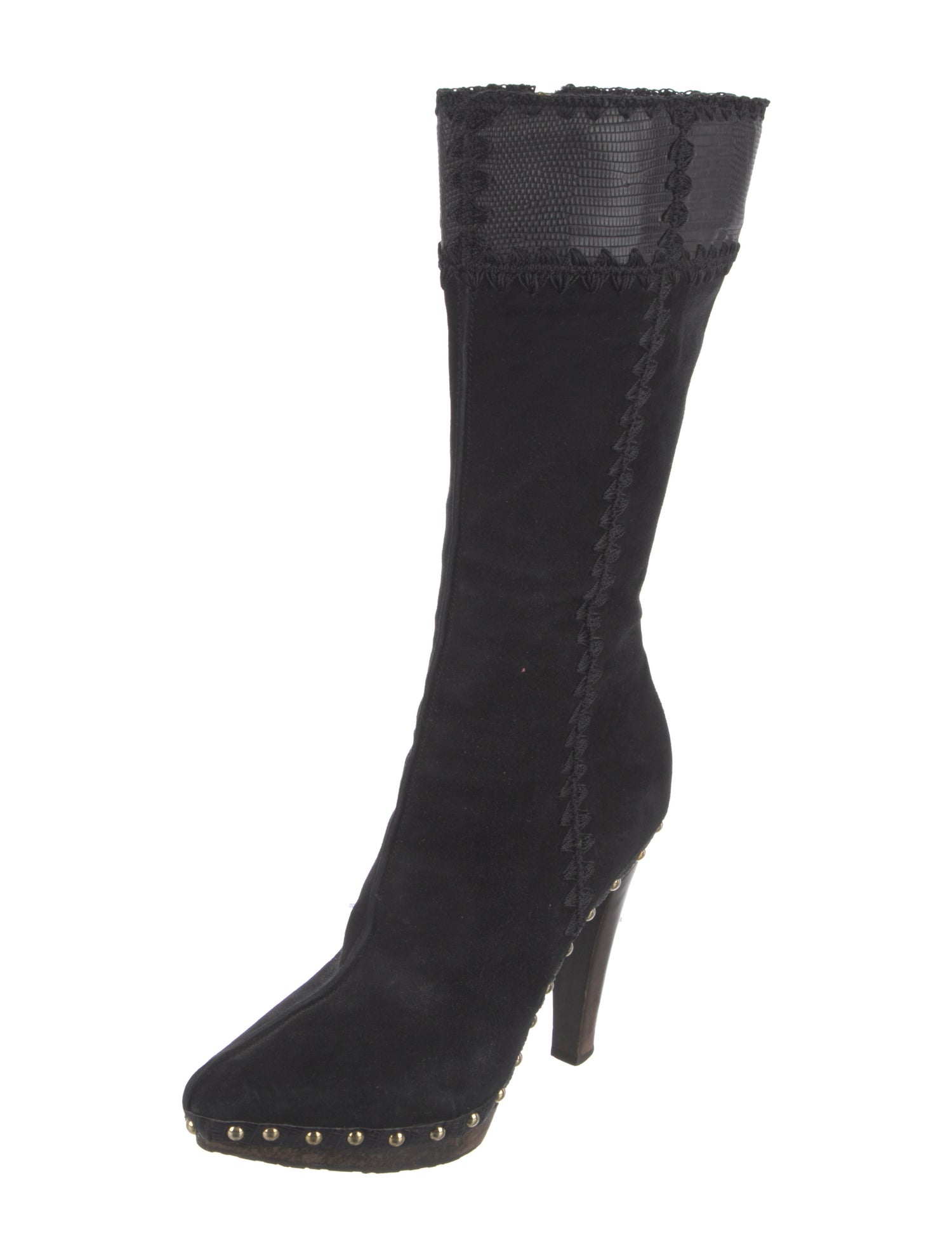 Sergio Rossi Suede Studded Accents Boots