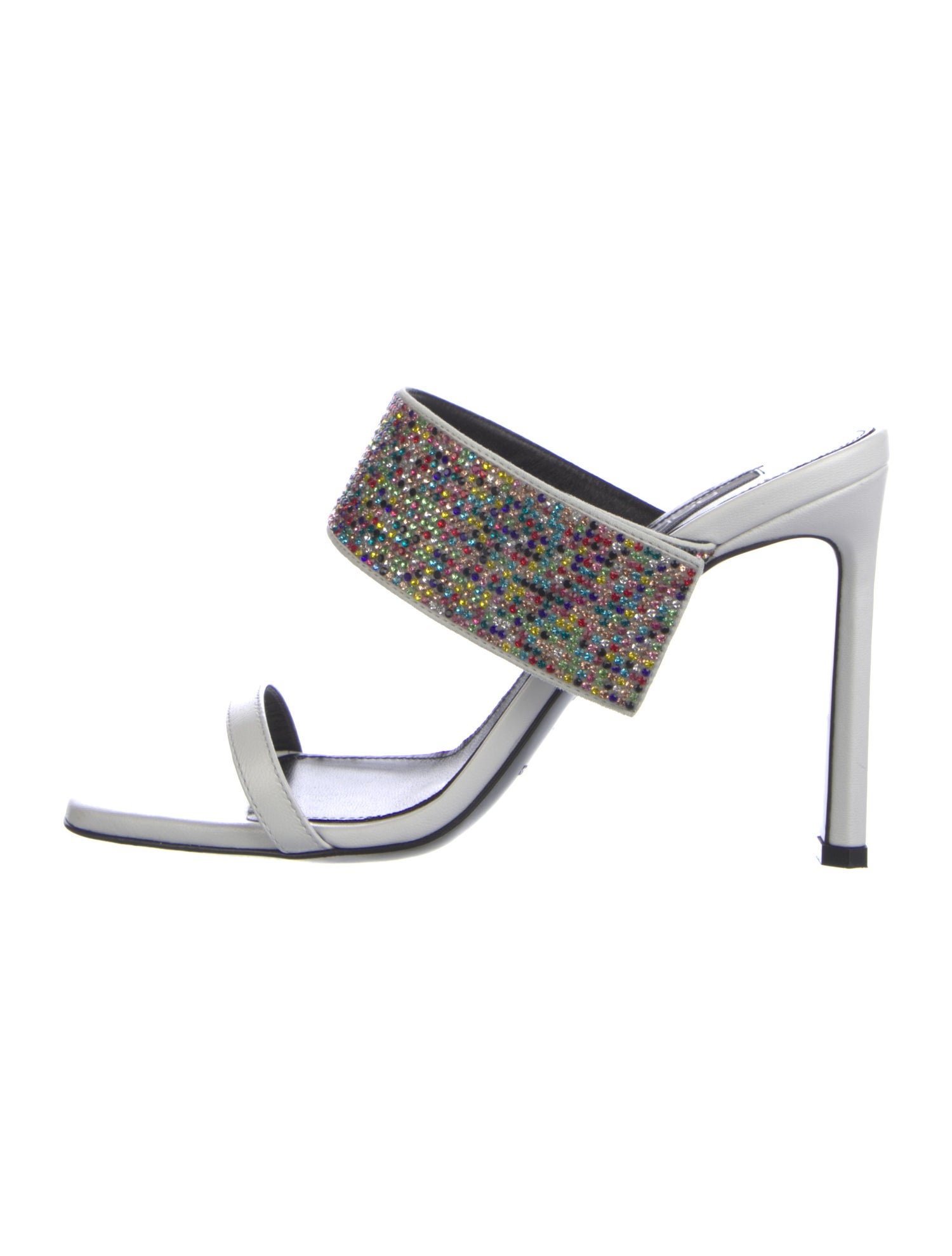 Sergio Rossi Leather Colorblock Pattern Slides