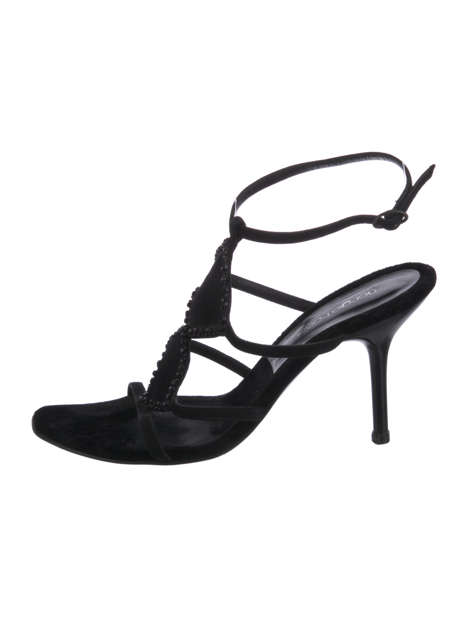 Sergio Rossi Velvet Crystal Embellishments Sandals