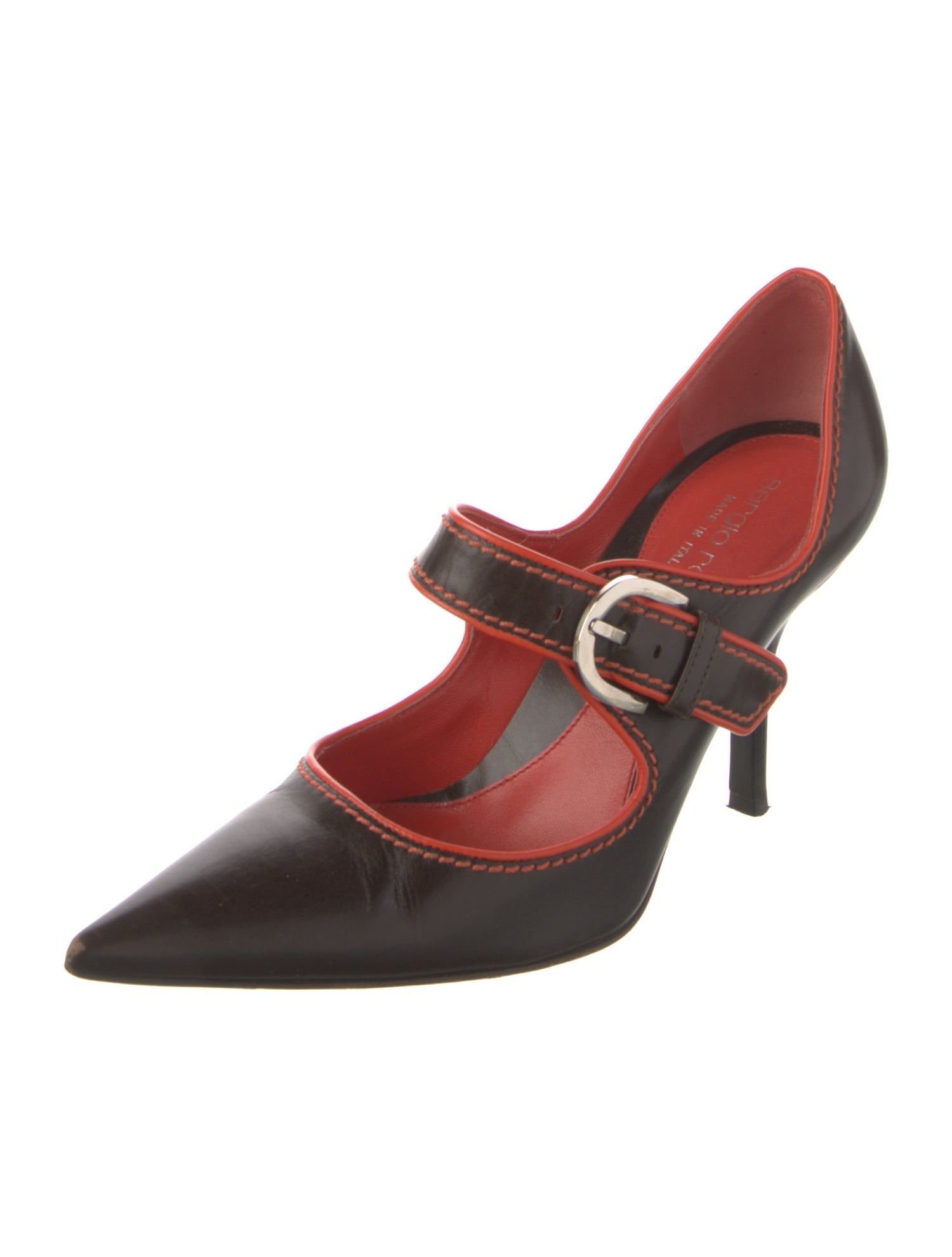 Sergio Rossi Leather Colorblock Pattern Pumps