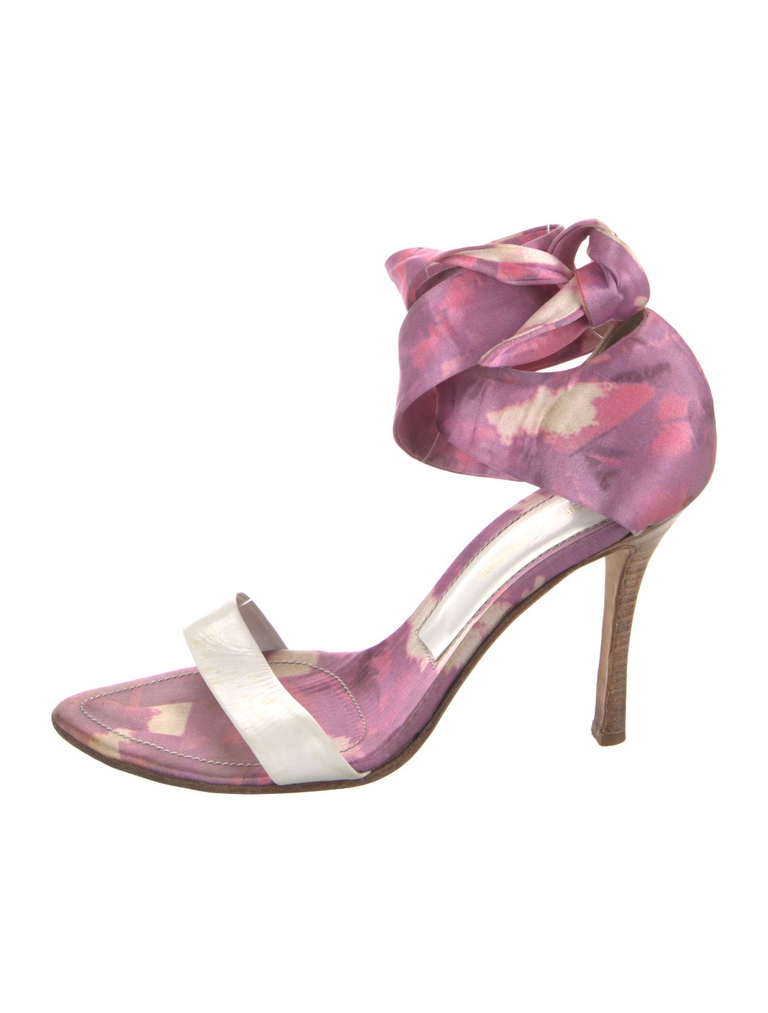 Sergio Rossi Satin Animal Print Sandals
