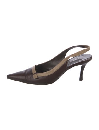 Sergio Rossi Leather Colorblock Pattern Slingback Pumps