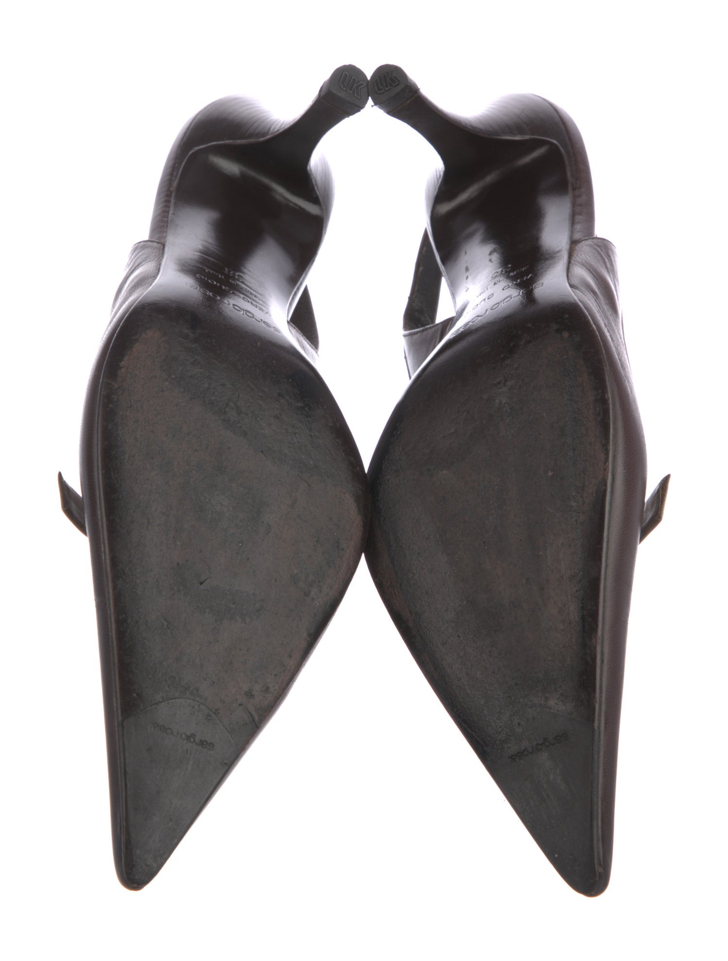 Sergio Rossi Leather Colorblock Pattern Slingback Pumps