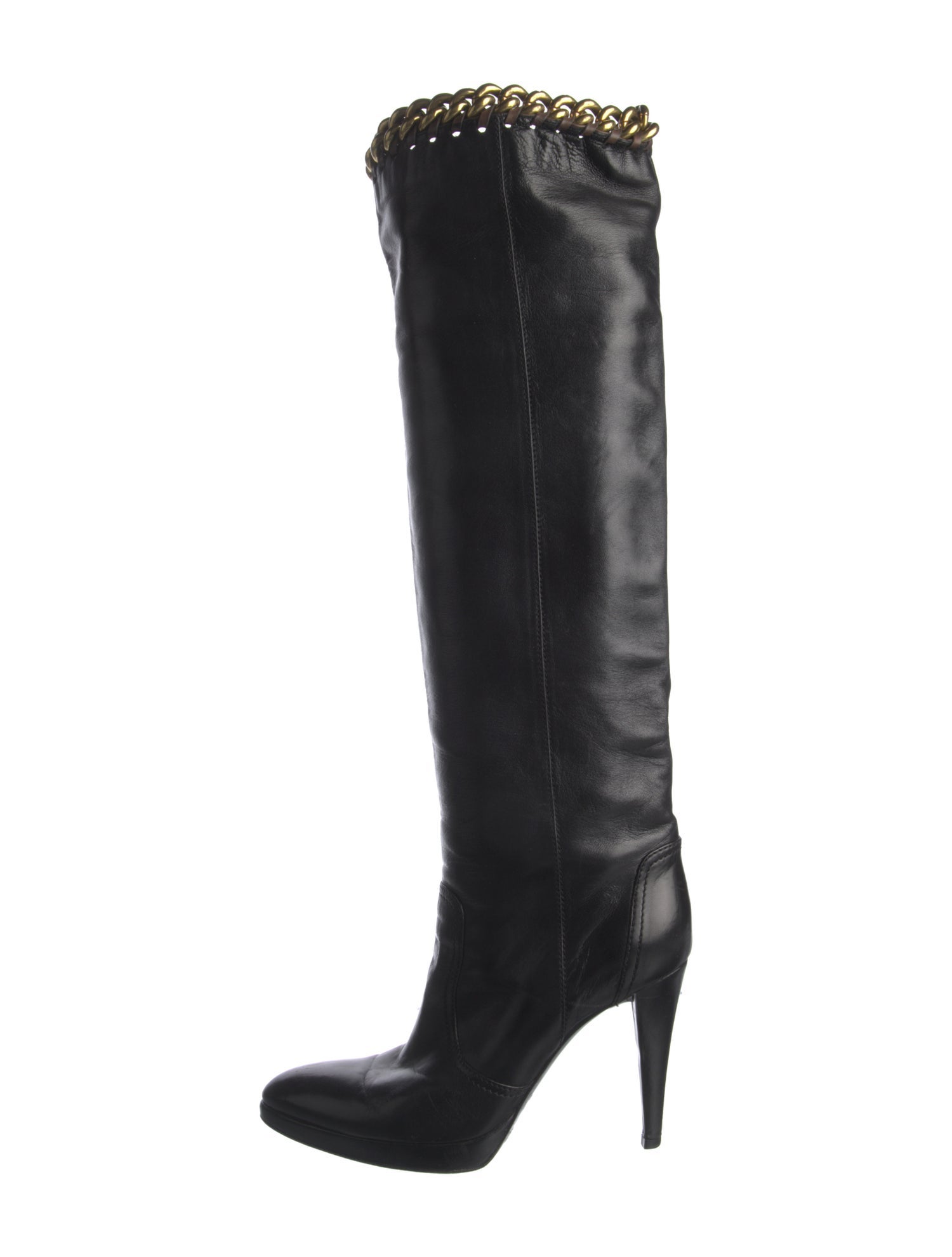 Sergio Rossi Leather Chain-Link Accents Boots