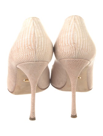 Sergio Rossi Embossed Leather Animal Print Pumps