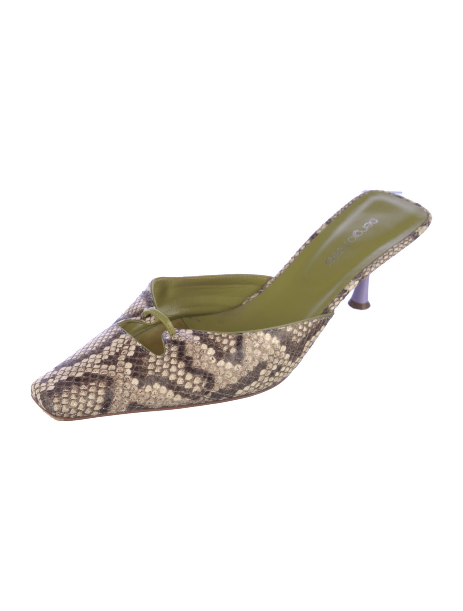 Sergio Rossi Snakeskin Animal Print Mules