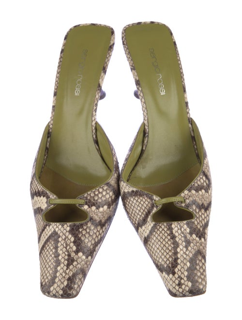 Sergio Rossi Snakeskin Animal Print Mules