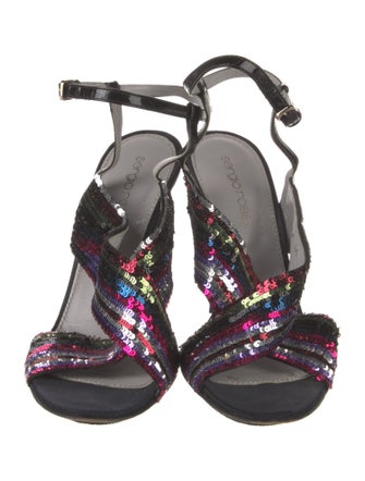 Sergio Rossi Sequins Striped Slingback Sandals