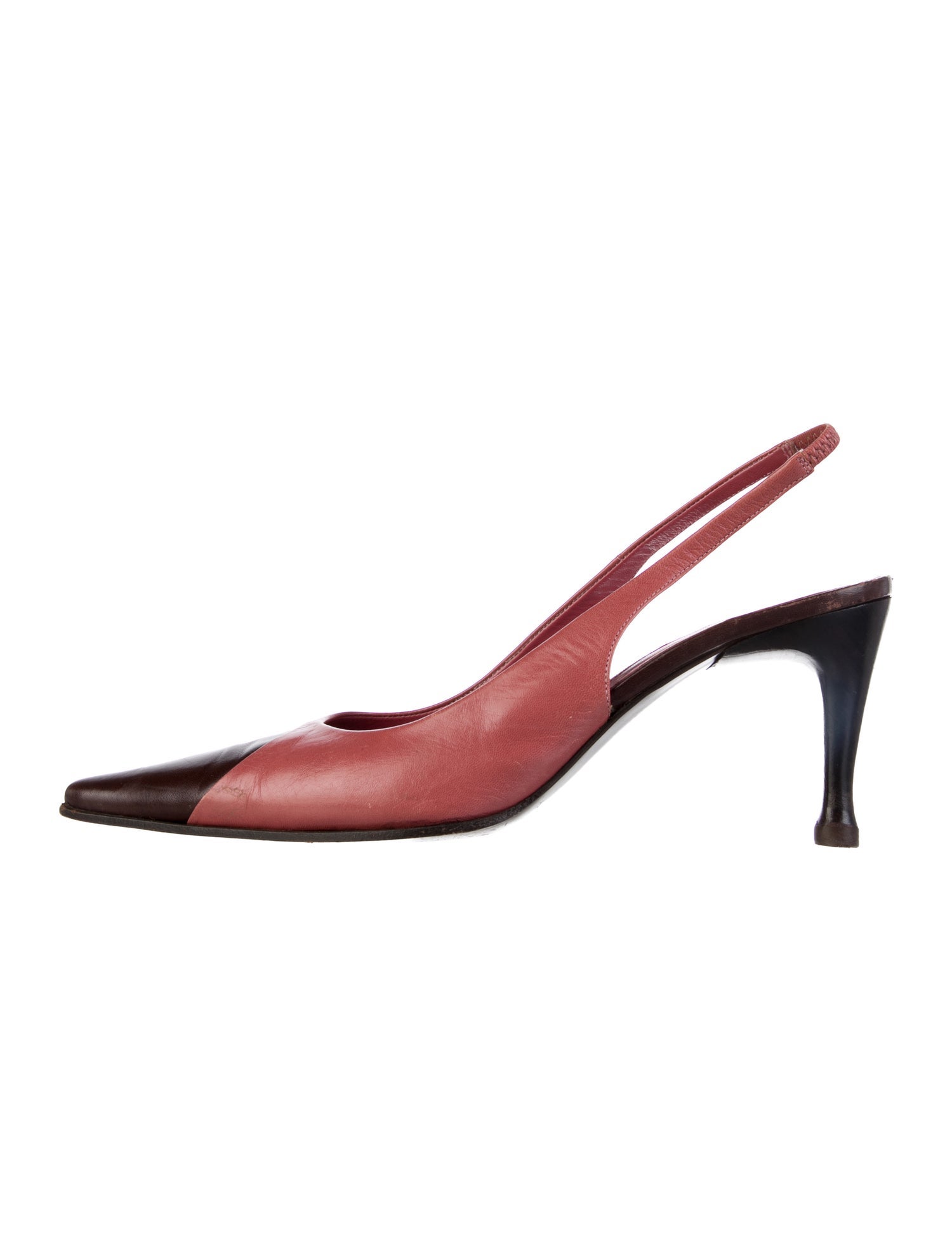Sergio Rossi Leather Colorblock Pattern Slingback Pumps