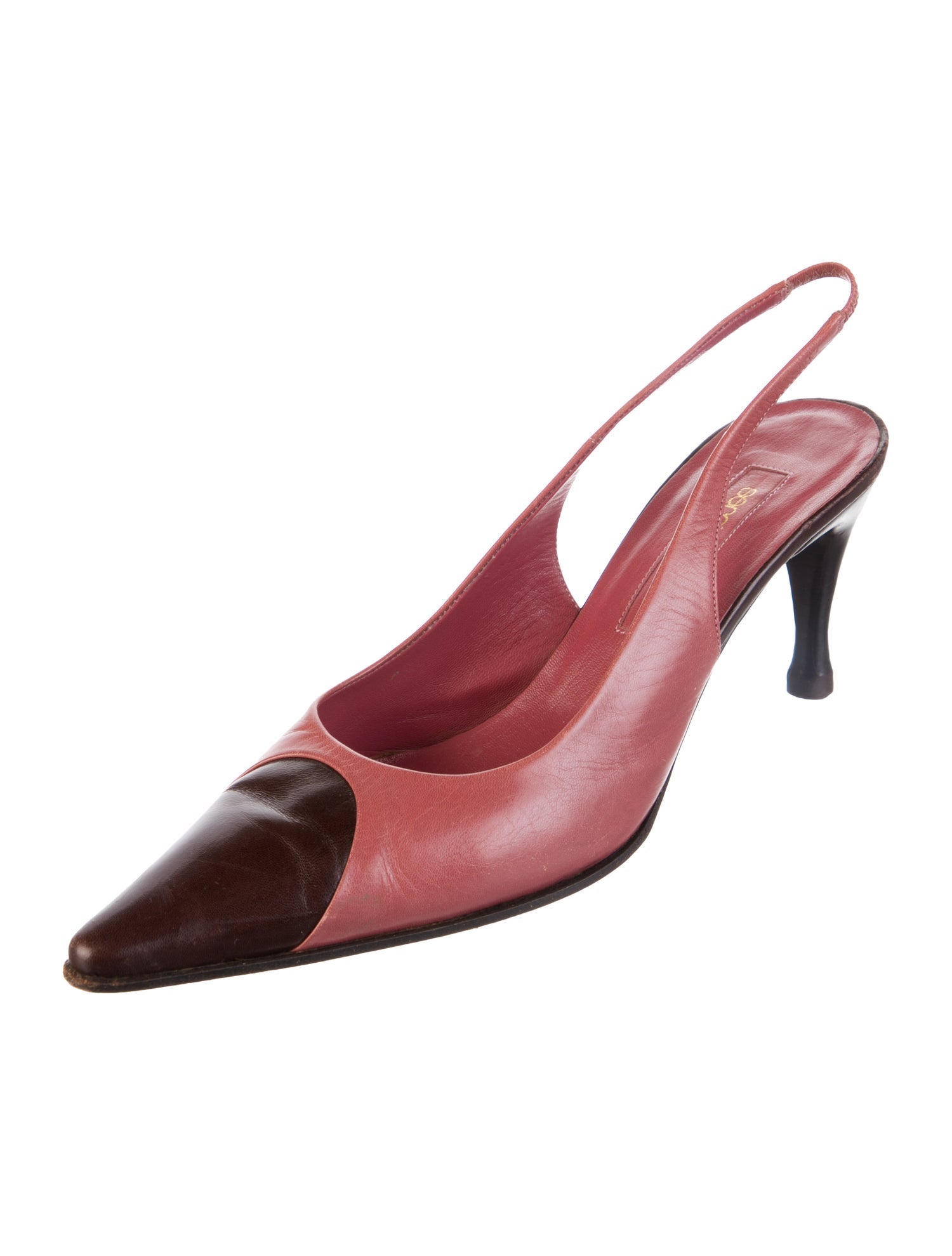 Sergio Rossi Leather Colorblock Pattern Slingback Pumps