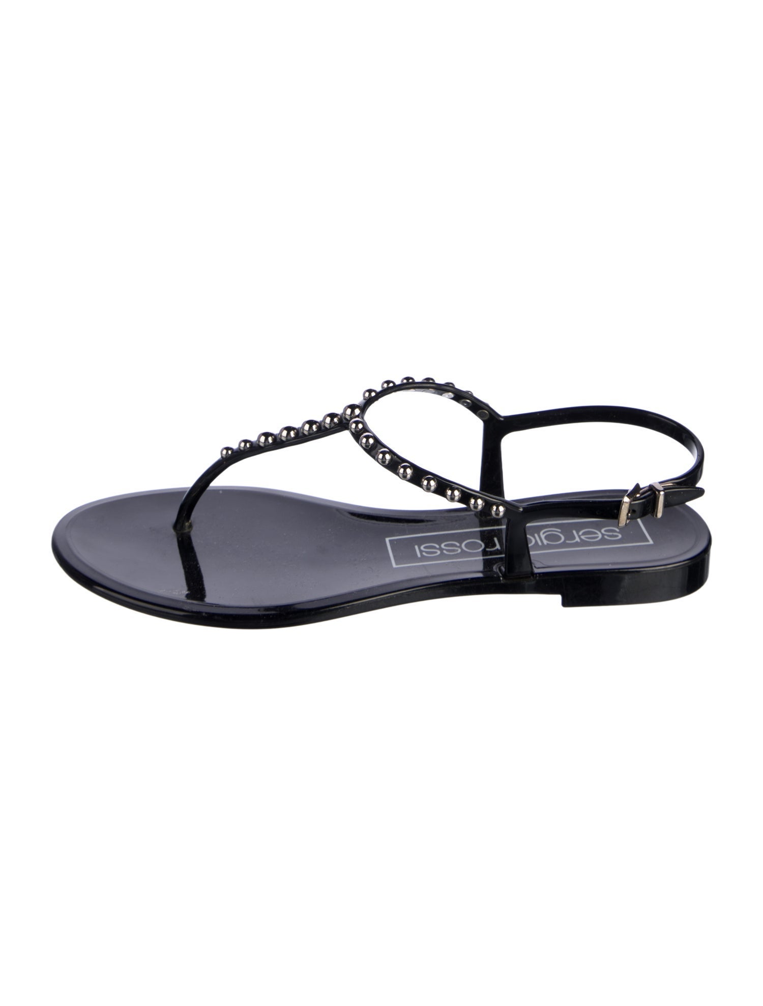 Sergio Rossi Rubber Studded Accents T-Strap Sandals