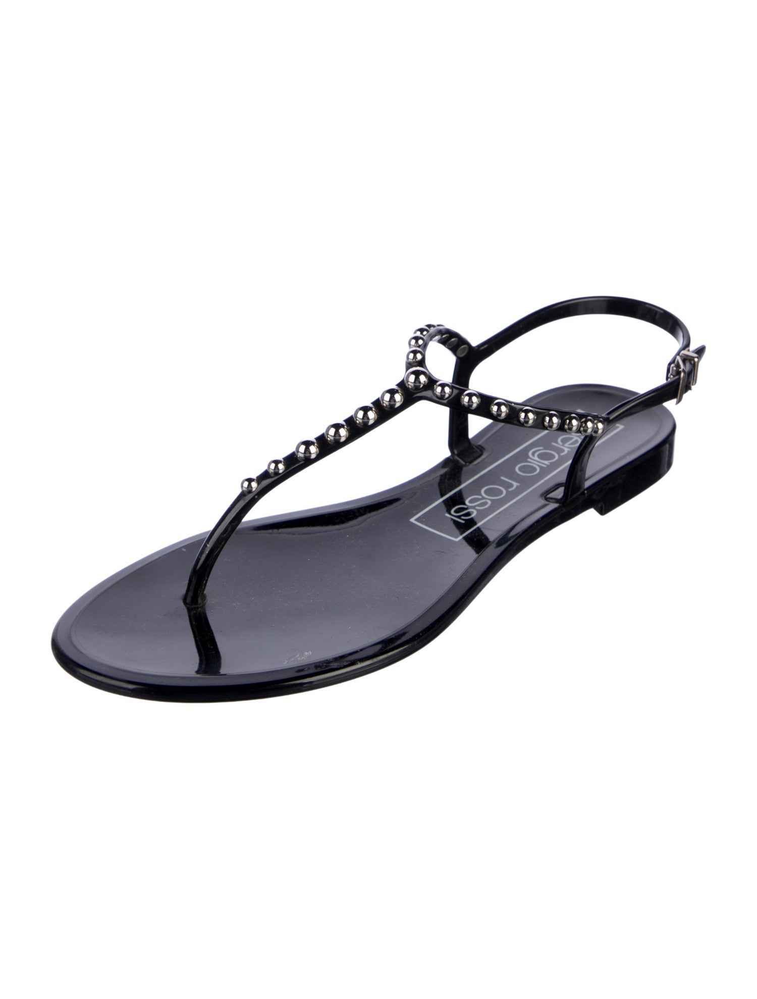 Sergio Rossi Rubber Studded Accents T-Strap Sandals