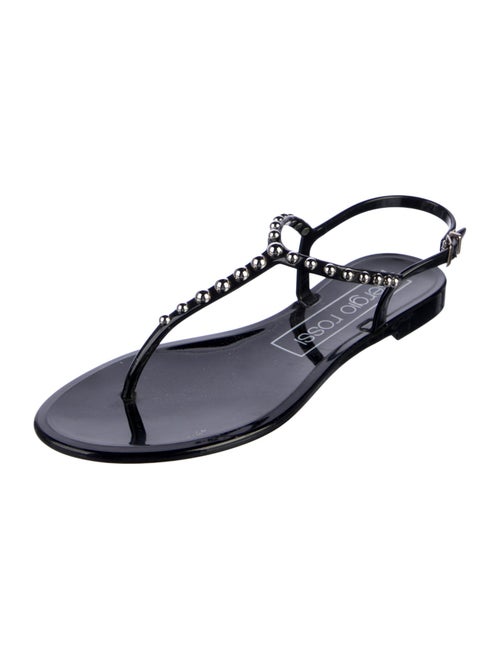 Sergio Rossi Rubber Studded Accents T-Strap Sandals