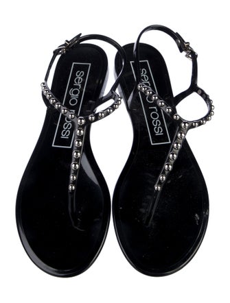Sergio Rossi Rubber Studded Accents T-Strap Sandals