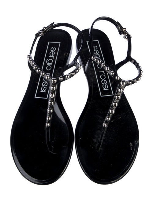Sergio Rossi Rubber Studded Accents T-Strap Sandals