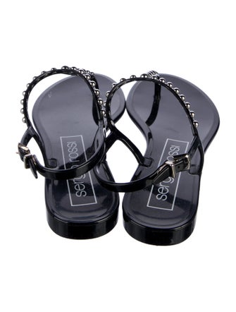 Sergio Rossi Rubber Studded Accents T-Strap Sandals