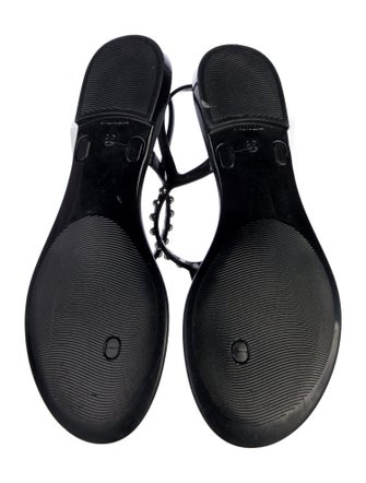 Sergio Rossi Rubber Studded Accents T-Strap Sandals