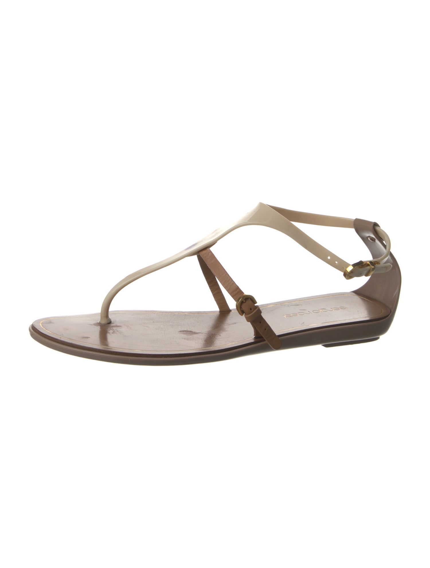 Sergio Rossi Rubber T-Strap Sandals