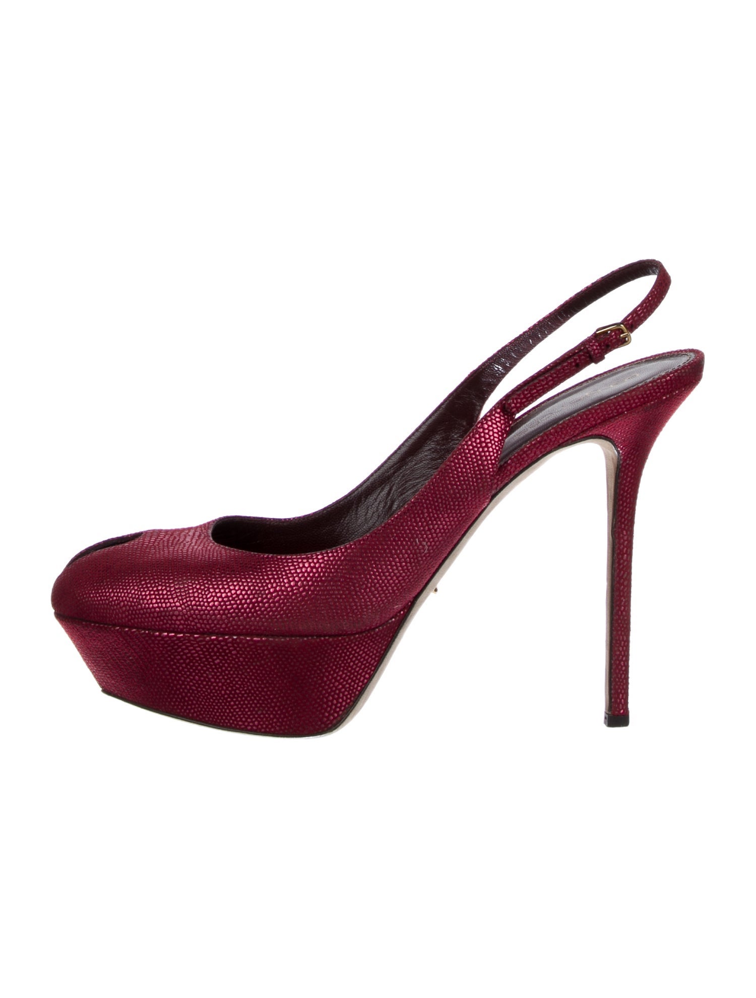 Sergio Rossi Leather Keyhole Accent Slingback Pumps