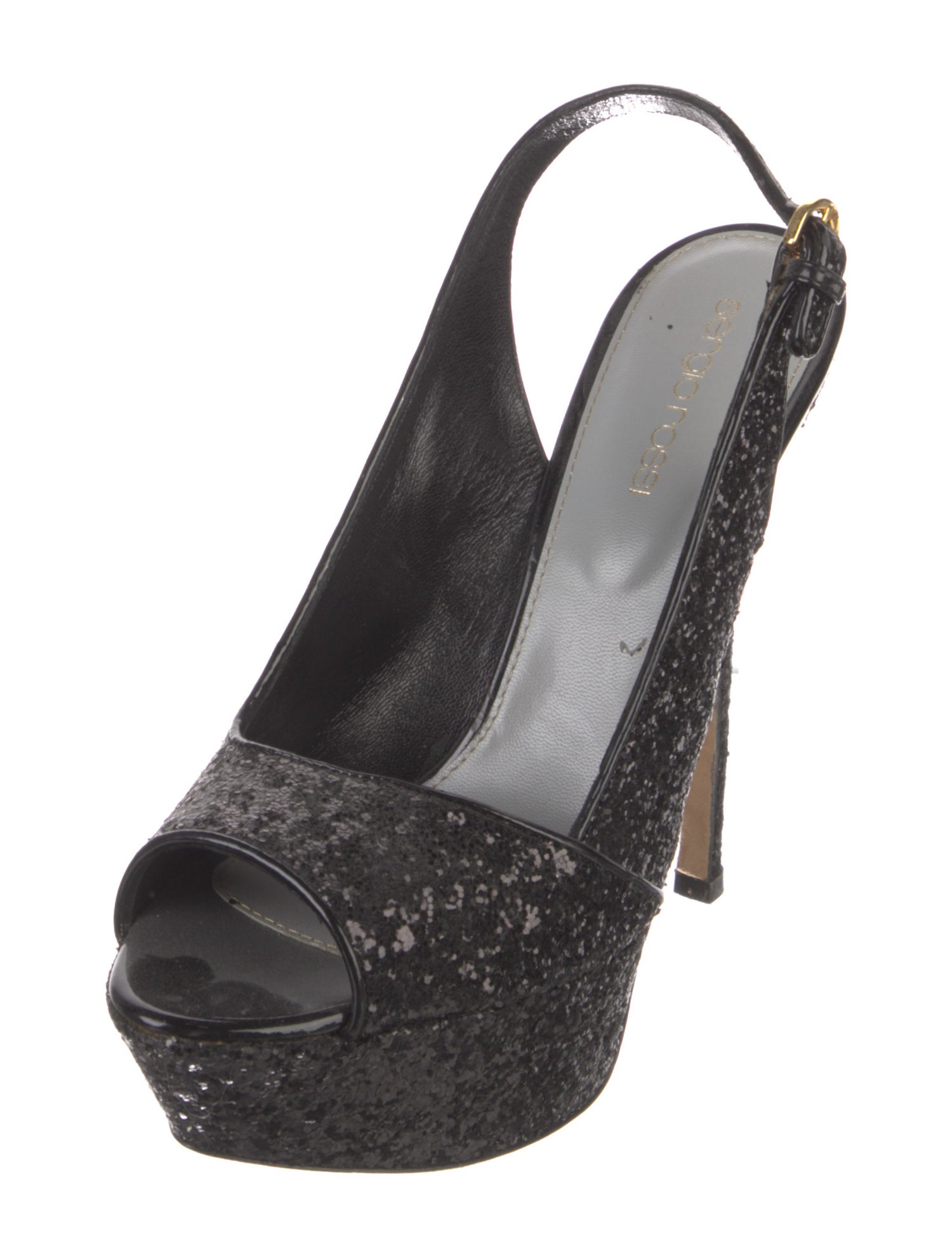 Sergio Rossi Glitter Glitter Accents Slingback Pumps