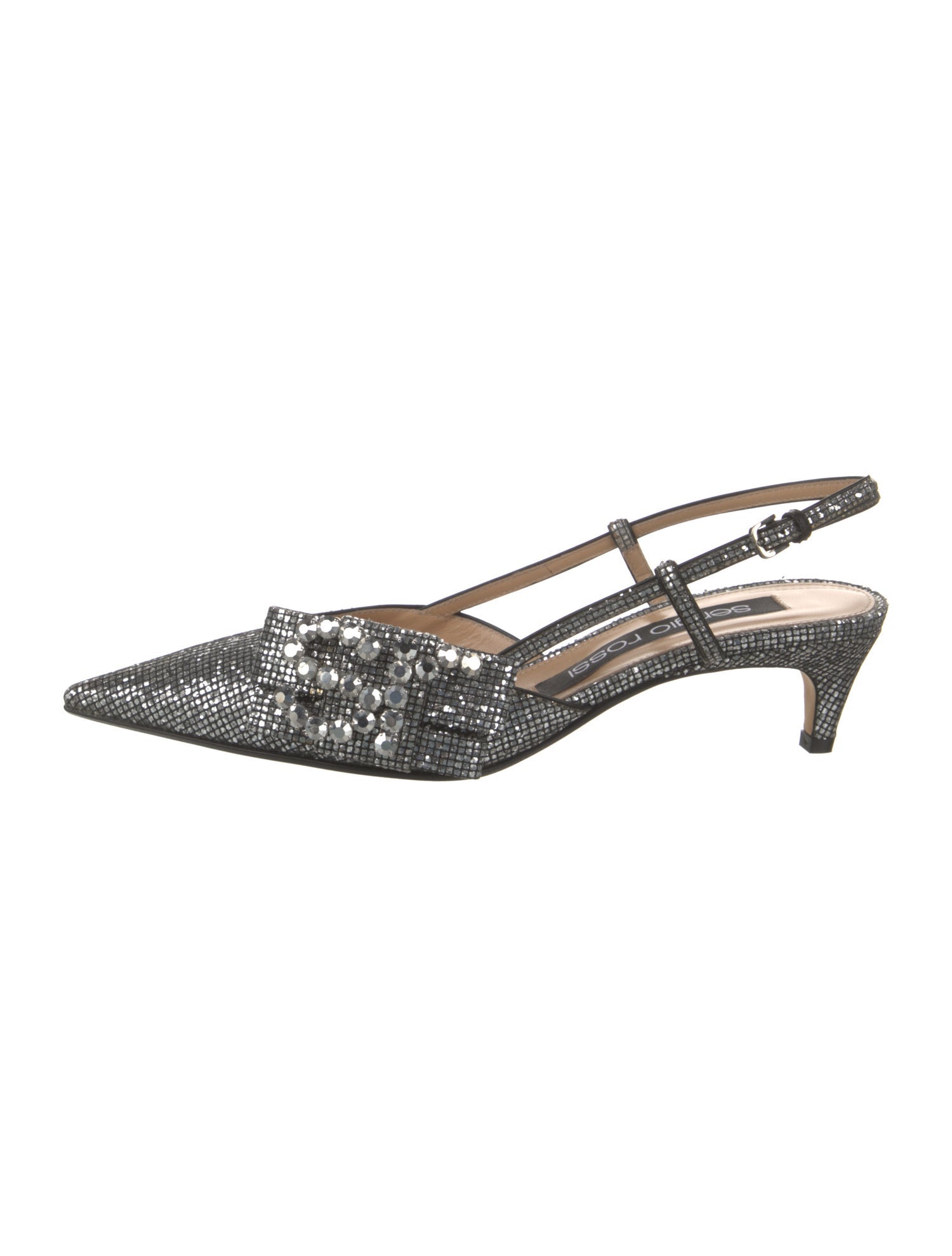 Sergio Rossi Glitter Bow Accents Slingback Pumps