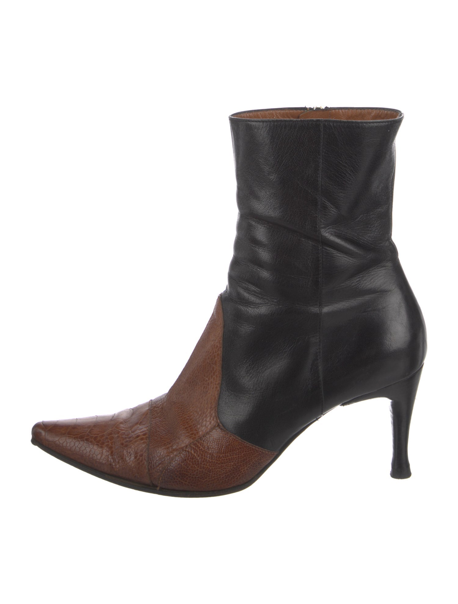 Sergio Rossi Leather Colorblock Pattern Boots