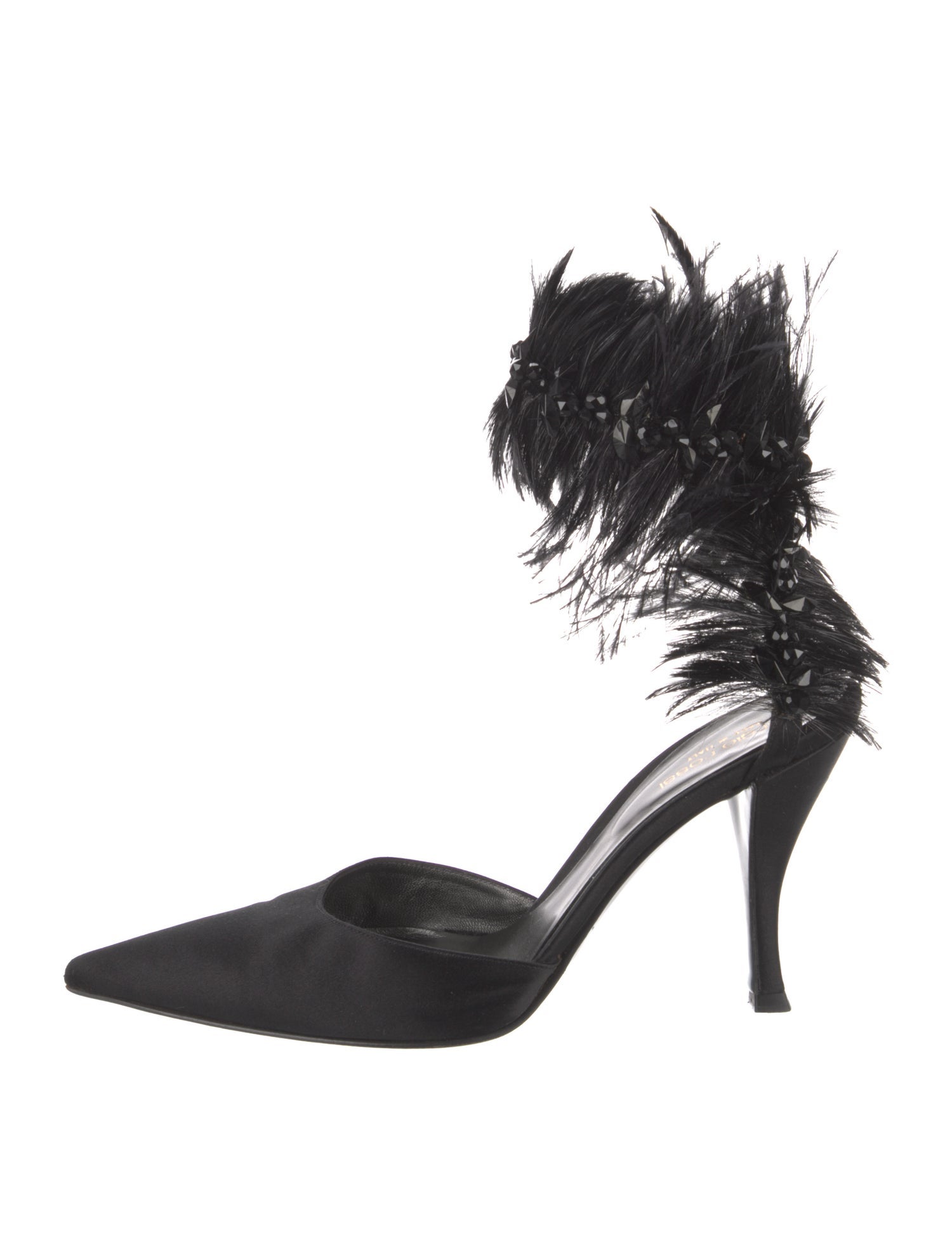 Sergio Rossi Satin Crystal Embellishments D'Orsay Pumps