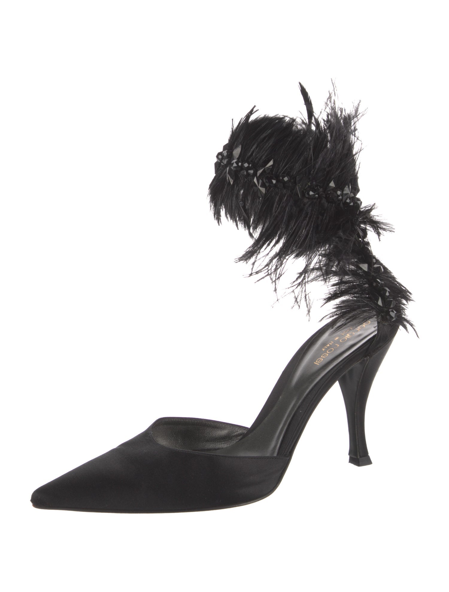 Sergio Rossi Satin Crystal Embellishments D'Orsay Pumps