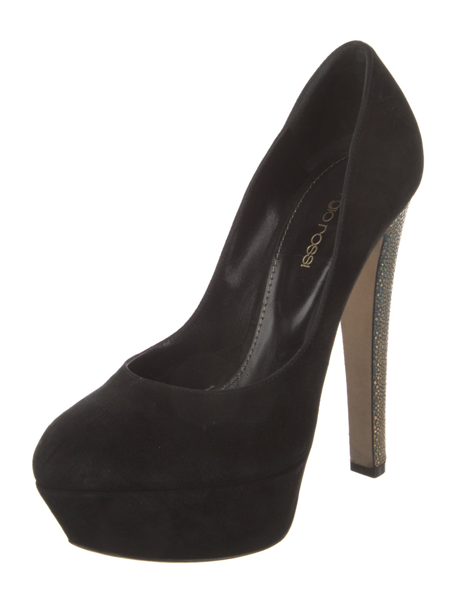 Sergio Rossi Suede Crystal Embellishments Pumps