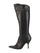 Sergio Rossi Leather Embroidered Accent Boots