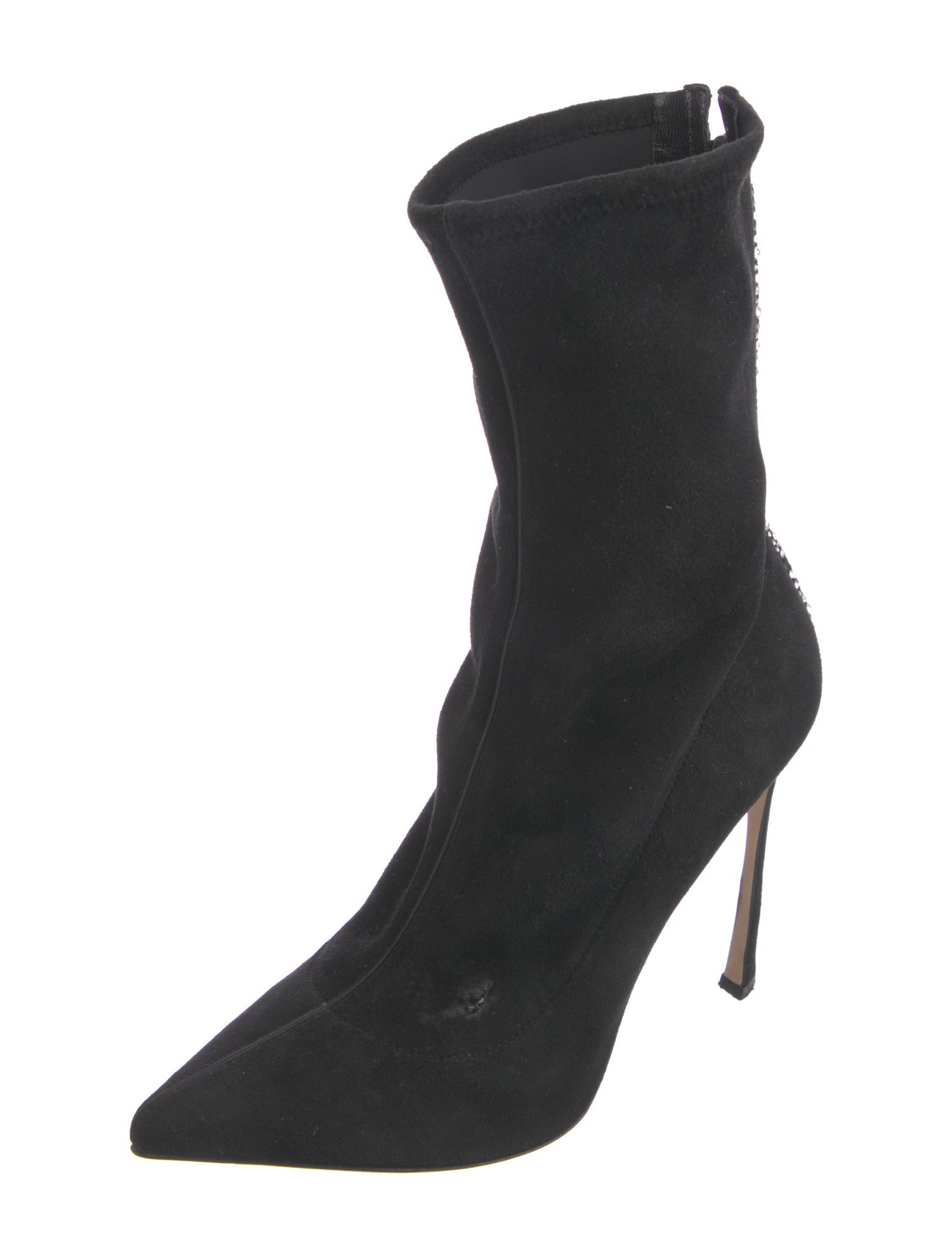 Sergio Rossi Suede Crystal Embellishments Sock Boots