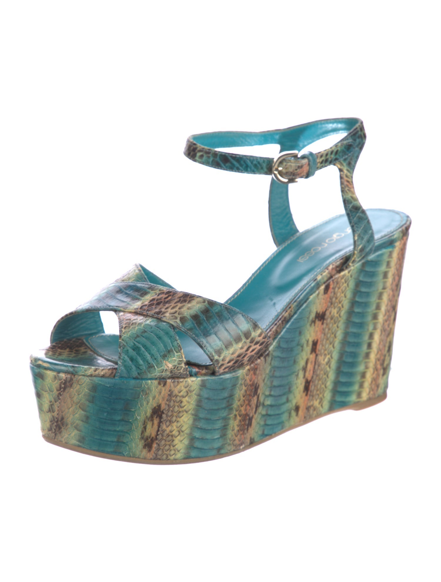 Sergio Rossi Snakeskin Animal Print Sandals