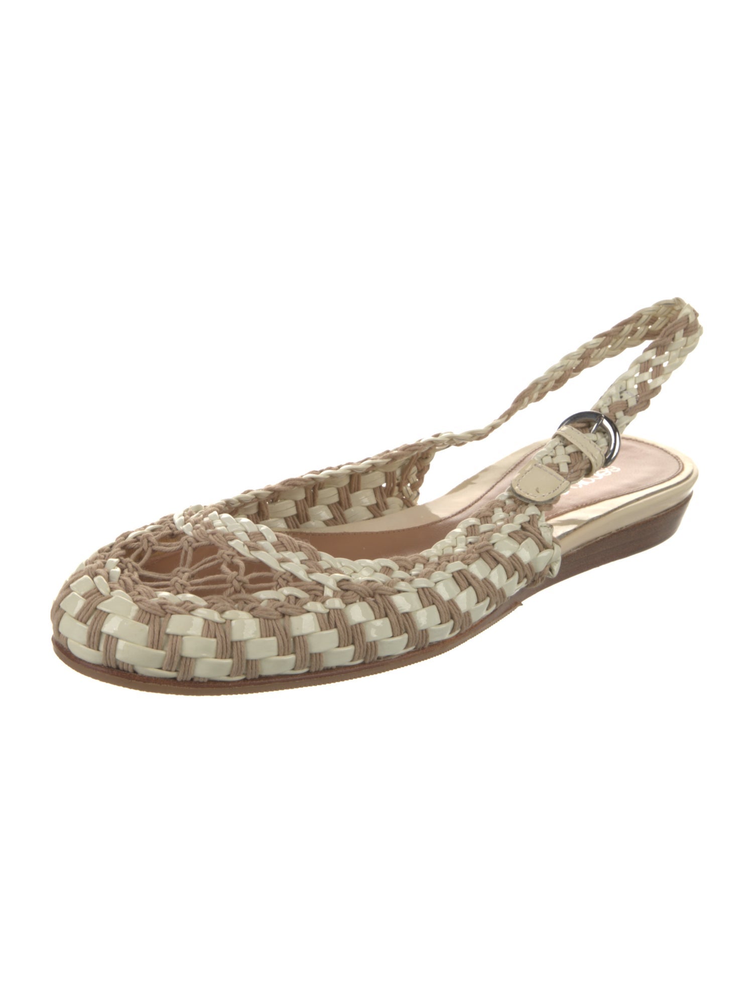 Sergio Rossi Leather Patterned Slingback Flats