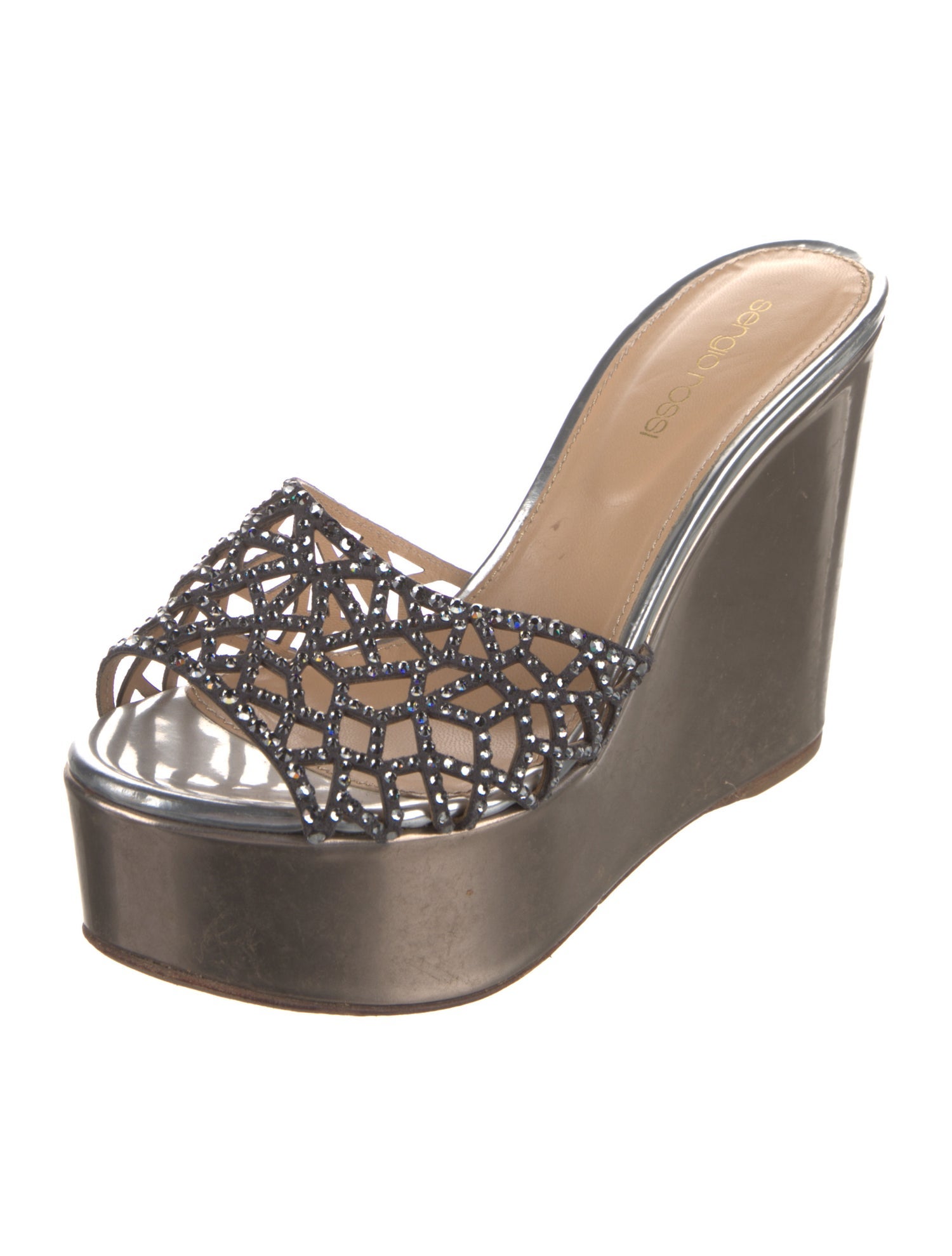 Sergio Rossi Suede Crystal Embellishments Slides