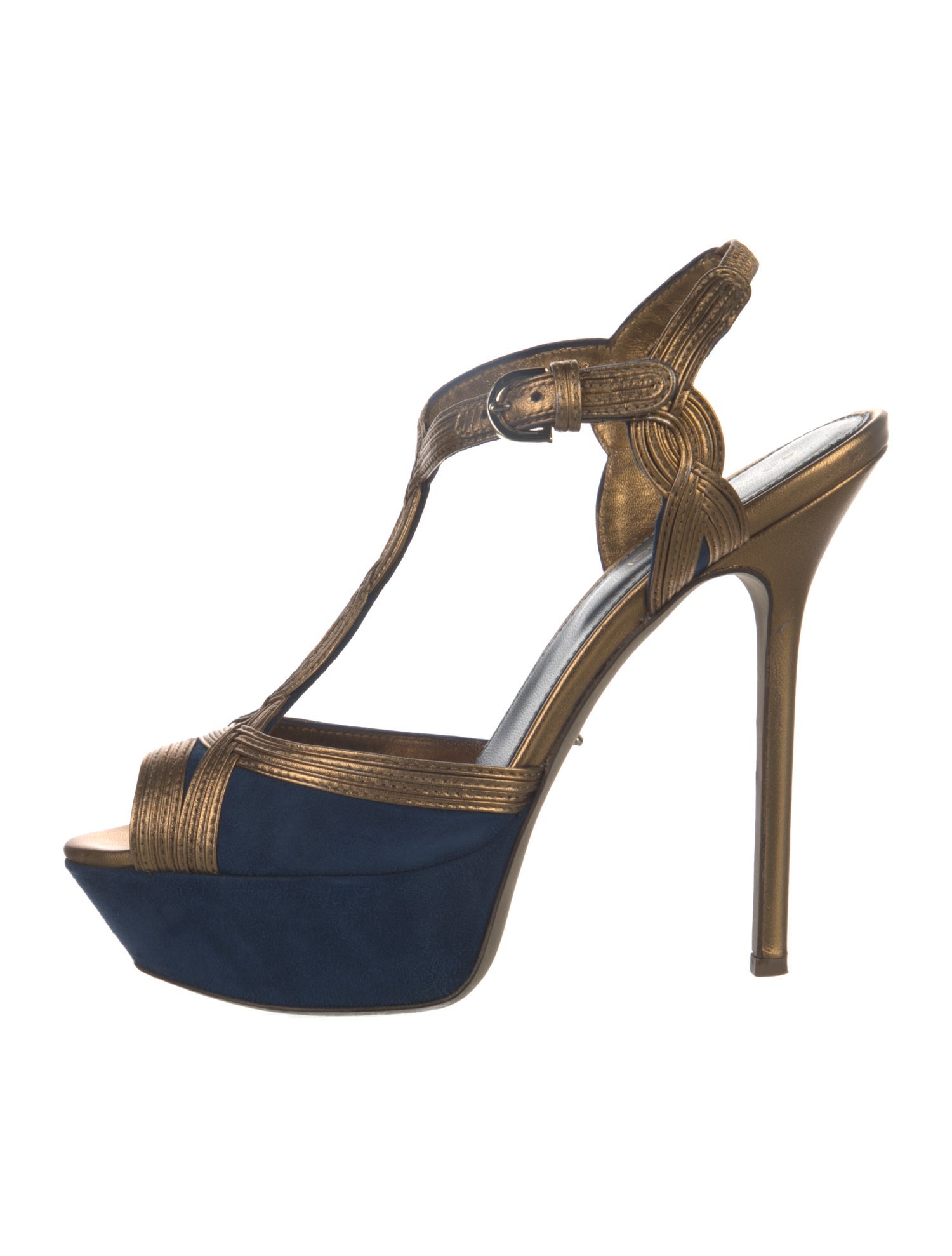 Sergio Rossi Suede Animal Print T-Strap Pumps