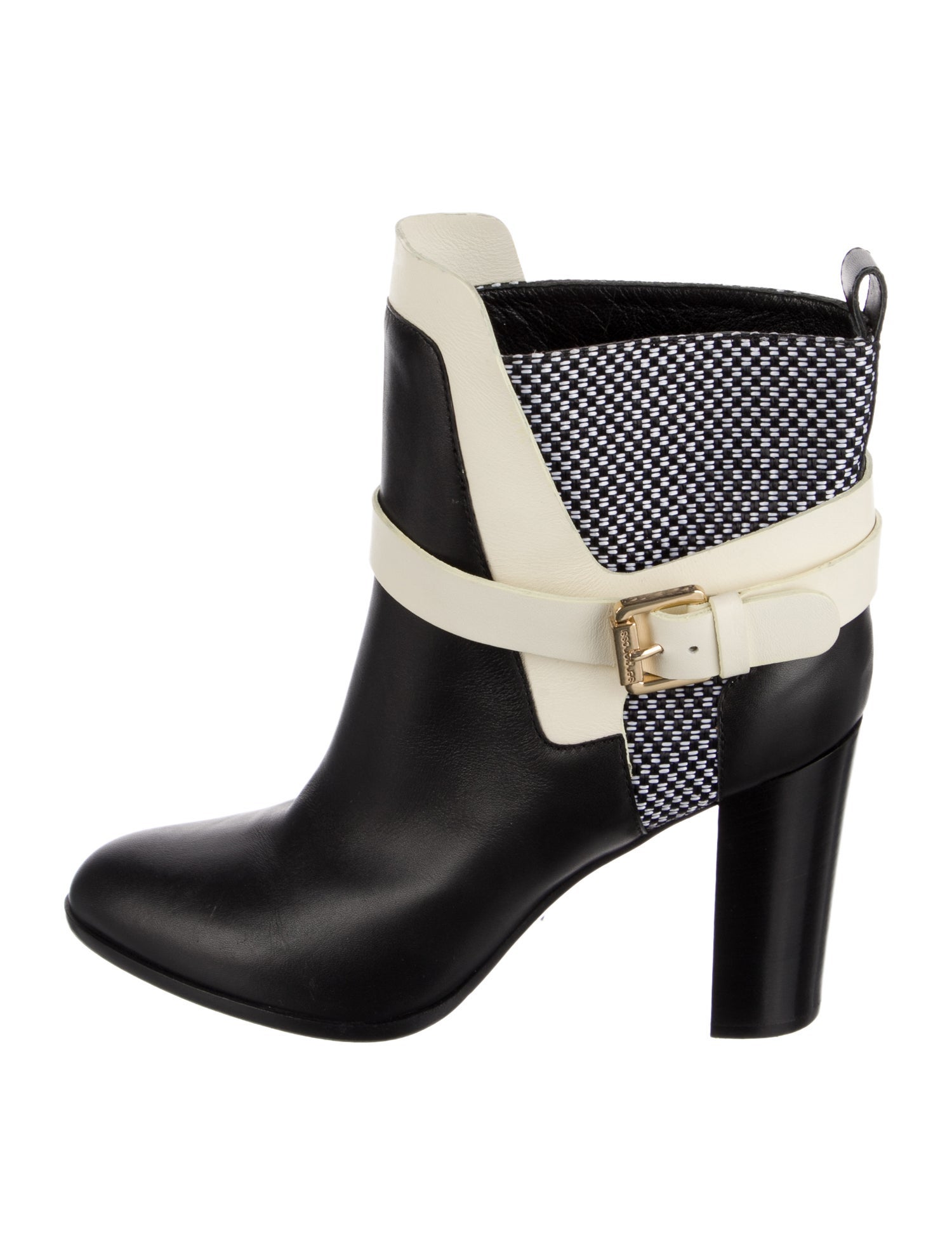 Sergio Rossi Leather Colorblock Pattern Boots