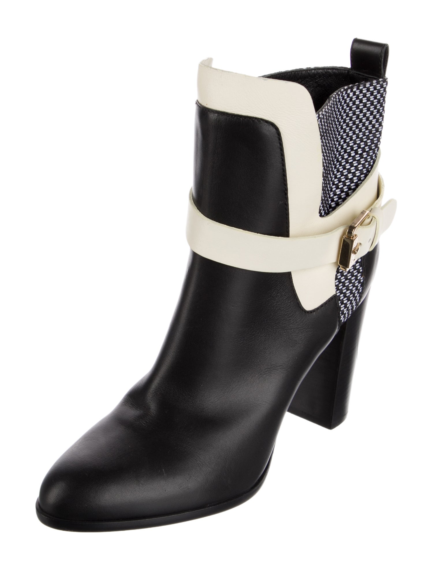 Sergio Rossi Leather Colorblock Pattern Boots